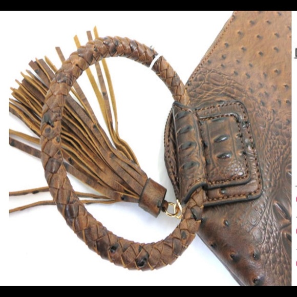 Various Color Vegan ostrich Print Wristlets Bundle (1 Blk, 1Coffee, 1 Blue) - Picture 12 of 14